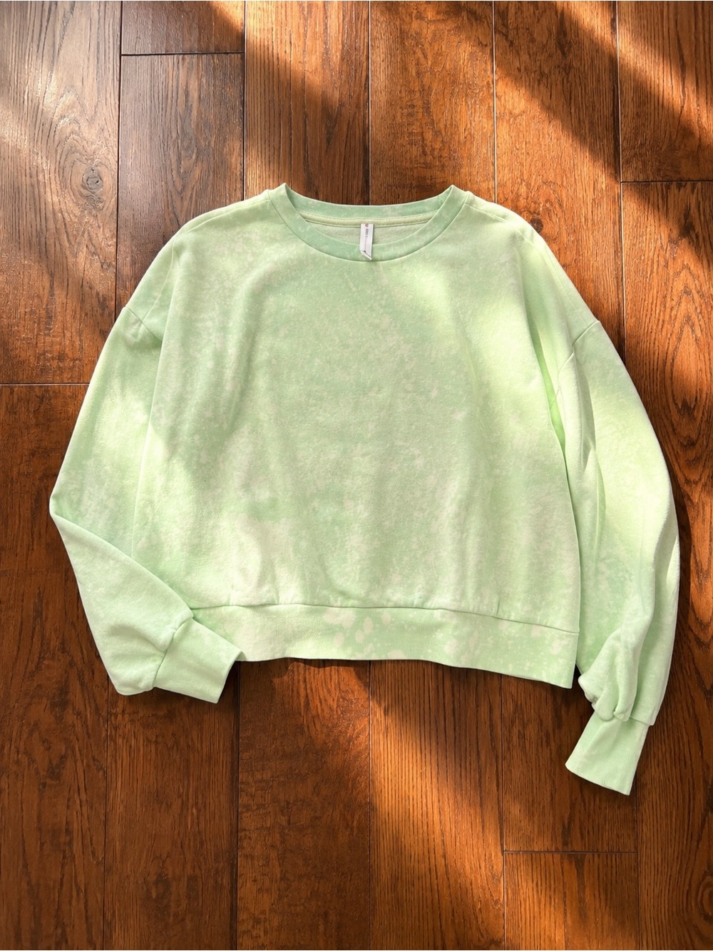 Anthropologie Daily Practice Mint Crop Crewneck Tie-Dyed Sweatshirt Sz XL NWOT
